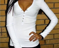 Sexy Womens Lady Clothing Blouse Shirts Long Sleeve Bandage Button V Neck Slim Brief Tee Ladies Top Blouse New Spring Summer - Function123