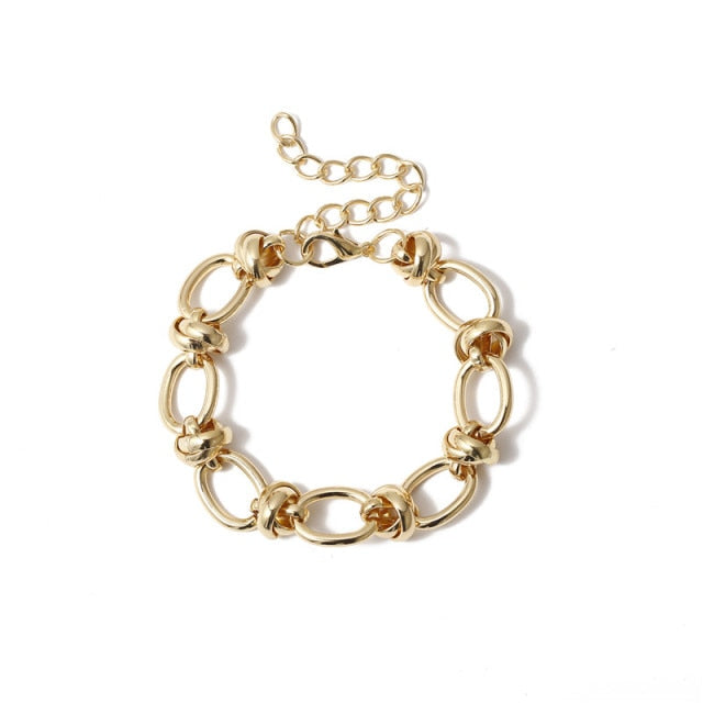 Boho Punk Heavy Metal Chunky Chain Bracelet Bangle Women Men Armband Steampunk Indian Brand Lock Bracelets Friend Couple Jewelry
