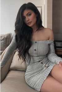 2019 Autumn Sexy Slim Dress Women Solid Color Off Shoulder Long Sleeve Sexy Slash Neck Bodycon Dresses Mini Party Dress Vestidos - Function123