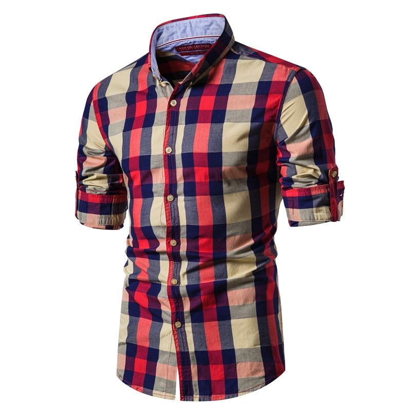 2020 New Spring Fashion 100% Cotton Plaid Shirt Men Casual Social Business Male Shirt Top Quality Long Sleeve Mens Dress Shirts - Function123