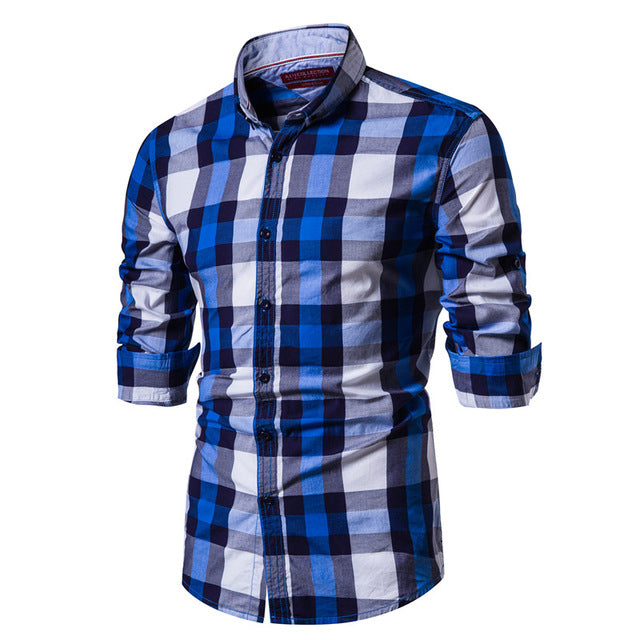 2020 New Spring Fashion 100% Cotton Plaid Shirt Men Casual Social Business Male Shirt Top Quality Long Sleeve Mens Dress Shirts - Function123