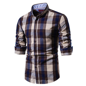 2020 New Spring Fashion 100% Cotton Plaid Shirt Men Casual Social Business Male Shirt Top Quality Long Sleeve Mens Dress Shirts - Function123