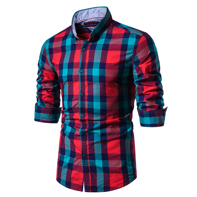 2020 New Spring Fashion 100% Cotton Plaid Shirt Men Casual Social Business Male Shirt Top Quality Long Sleeve Mens Dress Shirts - Function123