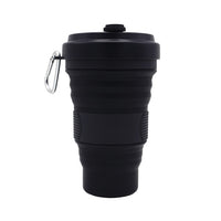 550ml Folding Silicone Cup Mugs Portable Silicone Telescopic Drinking Collapsible Silica Coffee Cup With Lids Travel All Black