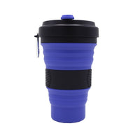550ml Folding Silicone Cup Mugs Portable Silicone Telescopic Drinking Collapsible Silica Coffee Cup With Lids Travel All Black
