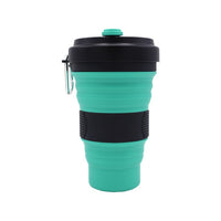 550ml Folding Silicone Cup Mugs Portable Silicone Telescopic Drinking Collapsible Silica Coffee Cup With Lids Travel All Black