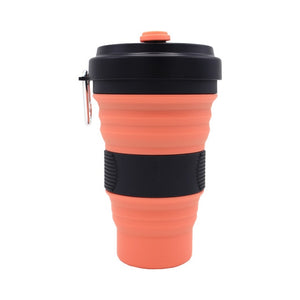 550ml Folding Silicone Cup Mugs Portable Silicone Telescopic Drinking Collapsible Silica Coffee Cup With Lids Travel All Black
