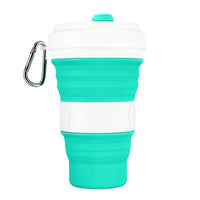550ml Folding Silicone Cup Mugs Portable Silicone Telescopic Drinking Collapsible Silica Coffee Cup With Lids Travel All Black