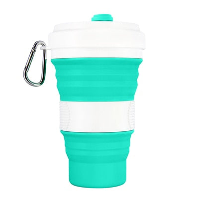550ml Folding Silicone Cup Mugs Portable Silicone Telescopic Drinking Collapsible Silica Coffee Cup With Lids Travel All Black