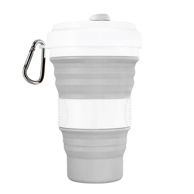 550ml Folding Silicone Cup Mugs Portable Silicone Telescopic Drinking Collapsible Silica Coffee Cup With Lids Travel All Black