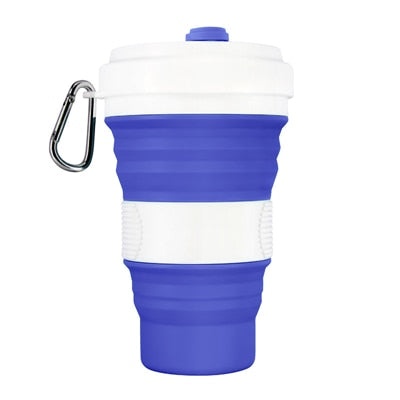 550ml Folding Silicone Cup Mugs Portable Silicone Telescopic Drinking Collapsible Silica Coffee Cup With Lids Travel All Black
