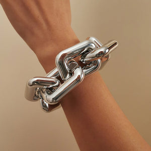 SRCOI Simple Punk CCB Chain Bracelet Exaggerated Geometric Square Twisted Thick Link Chain Bracelet Women Hip Hop Jewelry