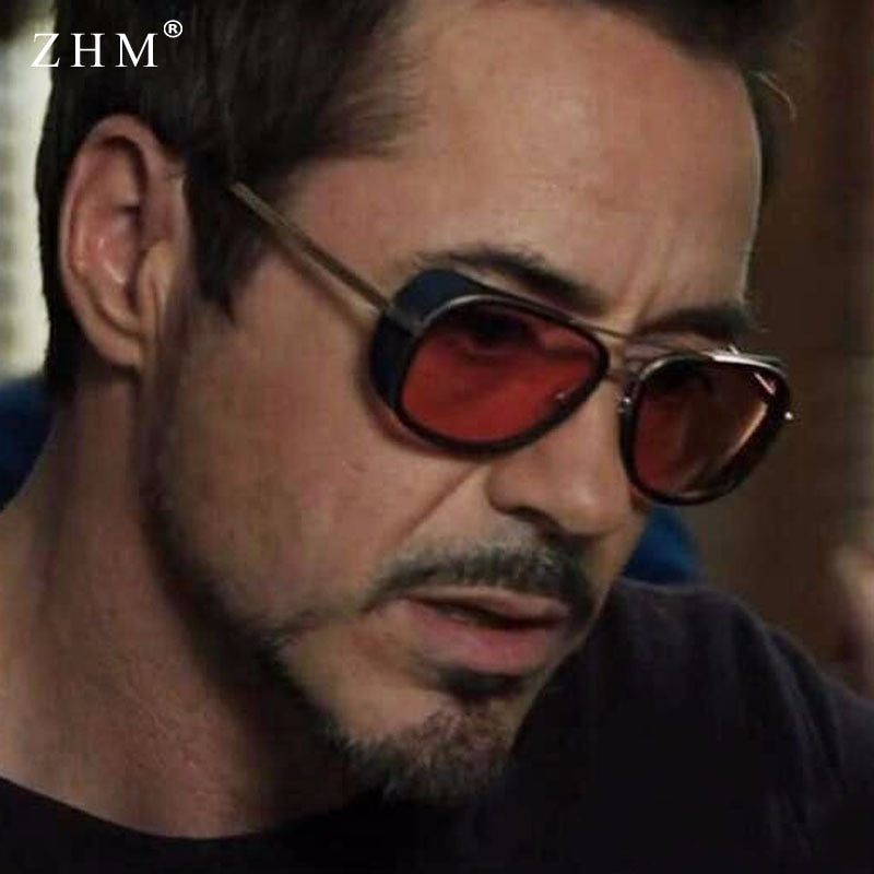 2021 Steampunk ton stark Iron Man 3 sunglasses men brand women mirror designer sun glasses Vintage lens red UV400 sunglasses