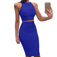 ZHYMIHRET 2021 Sexy Summer Two Piece set dress Crop Tops sheath set Mini bandage Dress Sleeveless party Vestidos robe femme ete