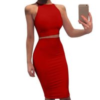 ZHYMIHRET 2021 Sexy Summer Two Piece set dress Crop Tops sheath set Mini bandage Dress Sleeveless party Vestidos robe femme ete