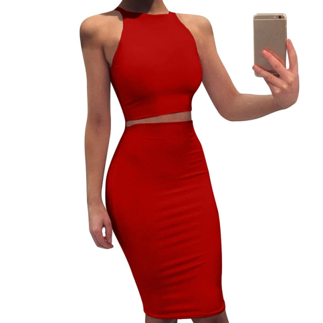 ZHYMIHRET 2021 Sexy Summer Two Piece set dress Crop Tops sheath set Mini bandage Dress Sleeveless party Vestidos robe femme ete
