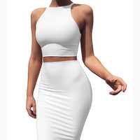 ZHYMIHRET 2021 Sexy Summer Two Piece set dress Crop Tops sheath set Mini bandage Dress Sleeveless party Vestidos robe femme ete