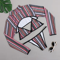 Rainbow Striped Bikini Thong Set