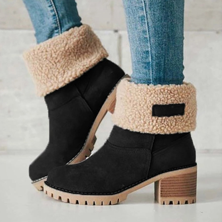 EOFK Sneakers Women Winter Warm Short Plush Shoes Woman Fashion Ankle Boots Sneakers High Top Shoes Plus Size Zapatillas Mujer